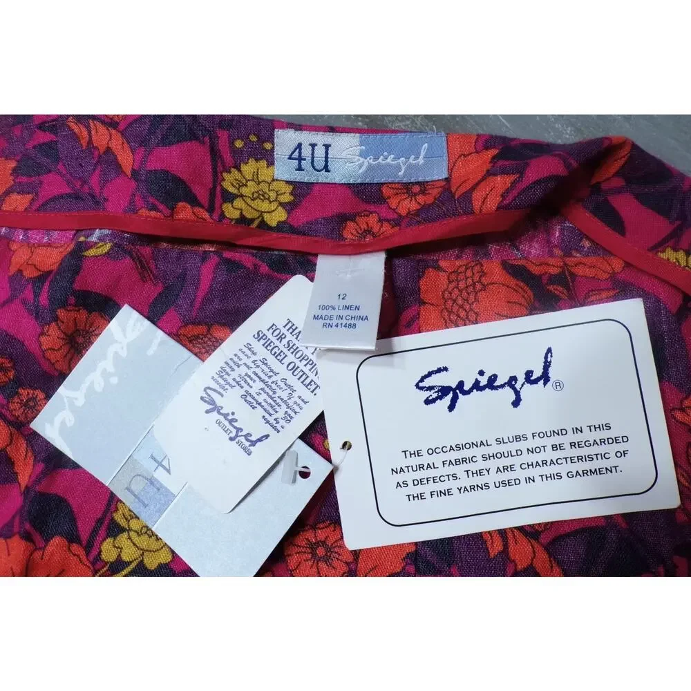 Vtg‎ Spiegel 4U Nwt Floral Linen Skirt 12 x 22